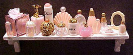 Dollhouse Miniature Cosmetic Long Shelf- Pink